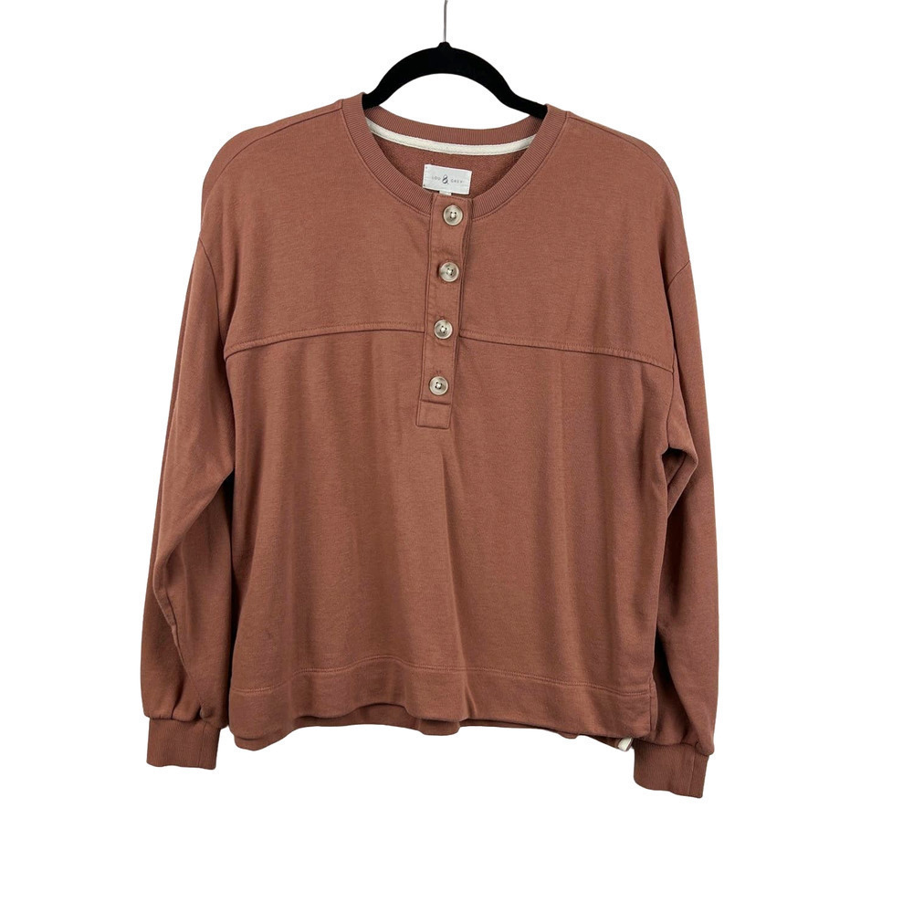 Lou & Grey Quarter Button Sweater Top Size S
